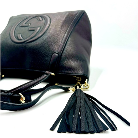 Auth Gucci Black / Brown Cherry Metallic Leather 2way SoHo Working Tote Satchel - Picture 12 of 16